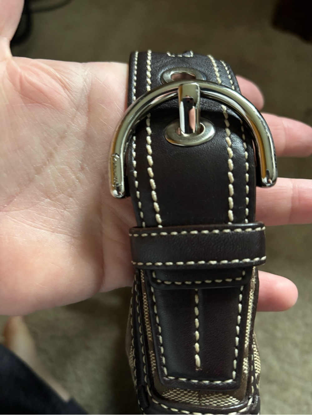 Coach Canvas Shoulder Bag in Brown and Tan - Picture 4 of 5